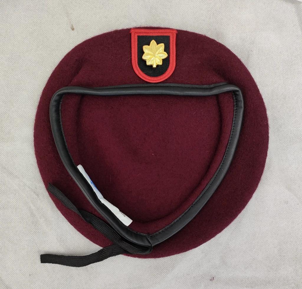 ALL SIZES US ARMY SPECIAL OPERATIONS COMMAND AIRBORNE RED WOOL BERET MAJOR EPAULETTE DEVICE PIN INSIGNIA HAT